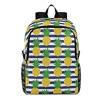 ALAZA Summer Pineapple with Navy Striped Packable Hiking Outdoor Sports Backpack