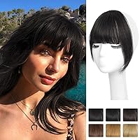 NAYOO Bangs Hair Clip in Bangs 100% Real Human Hair Extensions French Bangs Clip on Hair Bangs for Women Fringe with Temples Hairpieces Curved Bangs for Daily Wear
