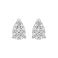 Amazon Collection 2/5 CT TW Lab Grown Diamond Cluster Pear Stud Earrings, Silver (R2ARPWKH00)