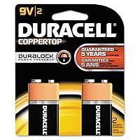 DURACELL MN1604B2Z CopperTop Alkaline Batteries, 9V, 2/PK