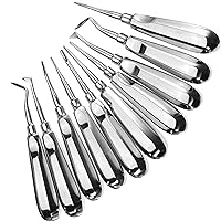 Root Elevator Set – Luxating Periotome, Apical Molt Osteotome, Root Extraction Instruments, Professional Oral Implant Tools - 10 Pcs