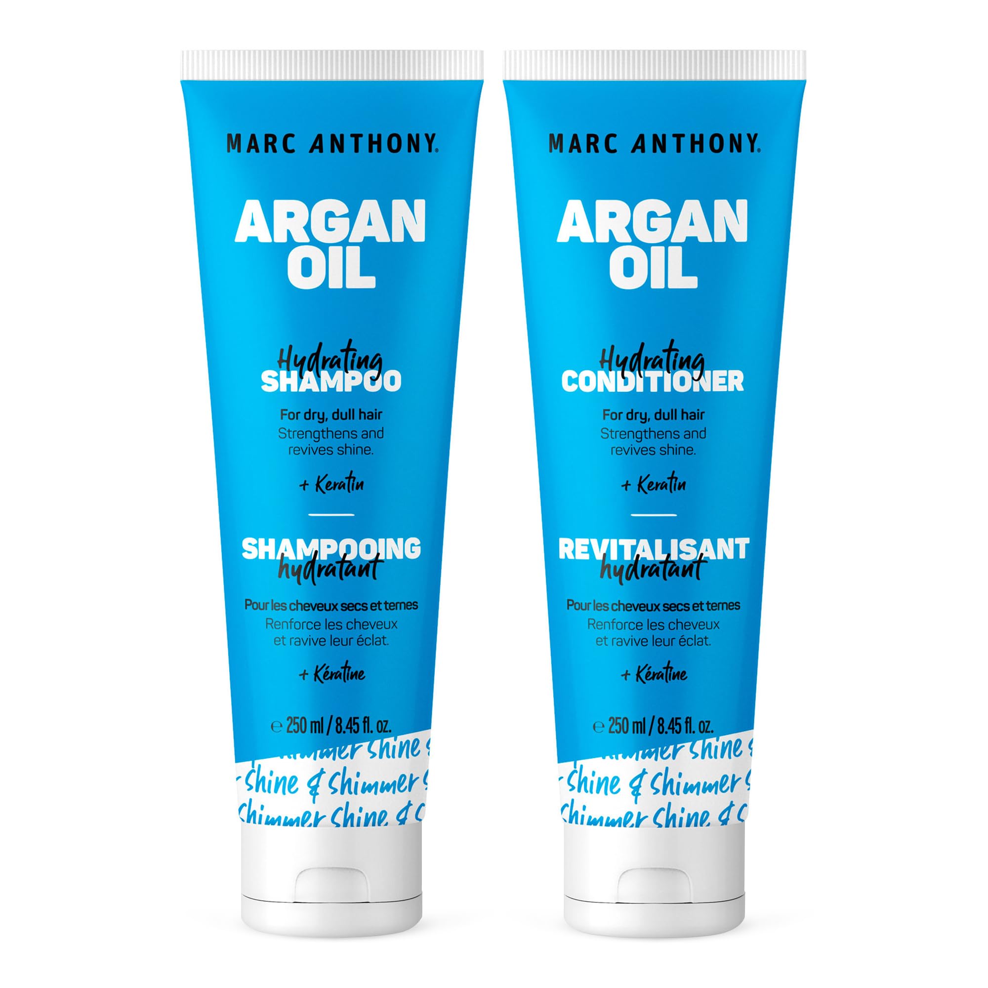 Marc Anthony Moisturizing Keratin & Argan Oil Shampoo and Conditioner Bundle, Hydrating Sulfate Free, Color Safe, Basix, 16.8 Fl Oz (Pack of 2)