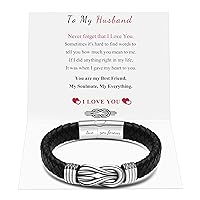 Black Braided Leather Bracelet Gift For Man Dad Husband Boyfriend Son Grandson Brother Forever Linked Together For Christmas Birthday Father's Day Anniversary Men's Stainless Steel Clasp 7.5|8.5 9inch