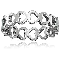 Womens Stainless Steel Open Heart Eternity Ring (5 mm)