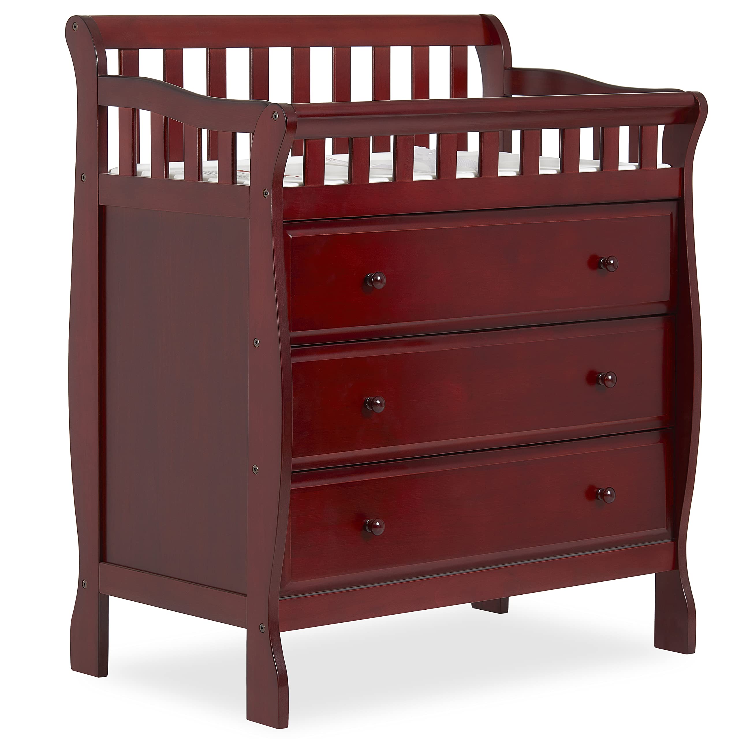 Dream On Me Marcus Changing Table And Dresser In Cherry, Features 3 Spacious Drawers, Non-Toxic Finishes, Comes With 1