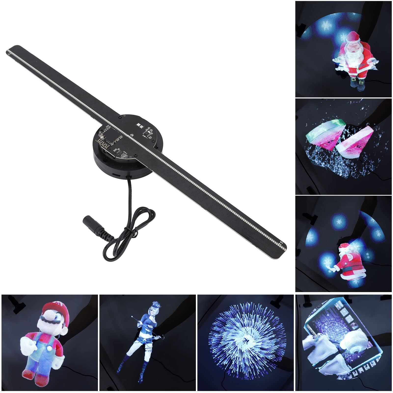 3D Hologram Fan, 3D Advertising Player, 16.5 Inch 480P HD 3D Hologram Projector Advertising Display, 3D Wifi Holographic Projector Fan with 224 LED Light Beads for Business Store Shop Bar(#1)