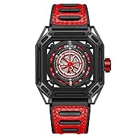 Luxury Square Luminous Self-Wind Mens Watch Fashion Mechanical Automatic Waterproof Sport Watch Rubber Watch AK