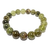Garnet Green Bracelet Boutique Dazzling Grossular Round Genuine Gemstone Stretch Handmade B01
