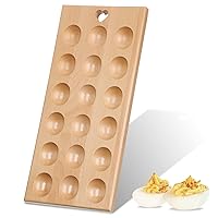 Lounsweer 18 Holes Reversible Wood Deviled Egg Platter 15.7 x 7.08 Inch Charcuterie Board Thicken Egg Tray Countertop Refrigerator Chicken Egg Containers Gift for Thanksgiving Christmas