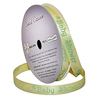 Morex Ribbon Special Occasions Ribbon: Baby Shower, Polyester, 3/8-Inch by 10-Yard, Light Yellow/Mint Green Print, Item 90202/10-03