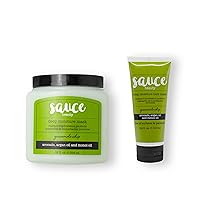 SAUCE BEAUTY Guacamole Whip Hair Masks - Deep Conditioning Hair Masks w/Avocado, Honey & Argan Oil - 12 Fl Oz + 3.4 Fl Oz Hair Masks for Dry, Damaged & Frizzy Hair