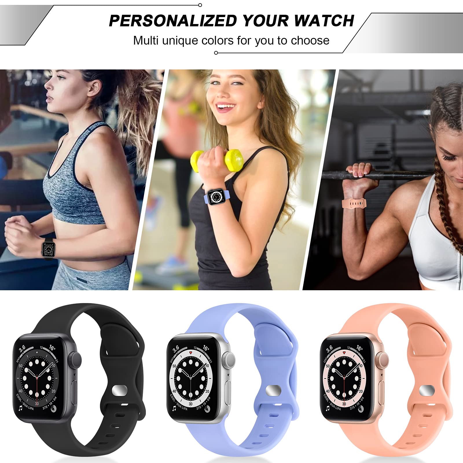 Coolgance Sport Band Compatible with Apple Watch Band 38mm 40mm 41mm 42mm 44mm 45mm, S/M M/L Waterproof Soft Silicone Replacement Strap for iWatch SE Series 7/6/5/4/3/2/1