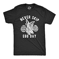 Mens Never Skip Egg Day T Shirt Funny Easter Bunny Work Out Joke Novelty Tee for Guys