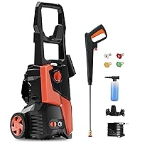 Powerful Electric Pressure Washer - 4000PSI Max 2.5GPM, Electric Powered with 4 Quick Connect Nozzles, 25FT Hose, Soap Tank, Ideal for Car, Driveway, Patio, Pool Cleaning – Orange