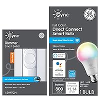 GE CYNC Smart Home Starter Kit, Smart Bulb and Wireless Dimmer Switch, WiFi and Bluetooth Light Bulb and Switch Bundle, 9 Watt Bulb