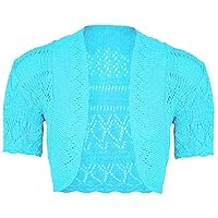Loxdonz Girls Kids Short Sleeve Crochet Knitted Bolero Shrug Top Cardigan Shrug