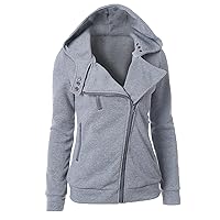 Women's Winter Zip Up Hooded Coat, Casual Fashion Loose Fit Ladies Comfy Long Sleeve Solid Warm Jacket Sweater Tops