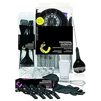 Professional Hair Colorist Kit, 4-Pack Croc Clips, Color Beaker, Whisk, Duo Brush, 3-Pack of Brushes, Black Reusable Medium Gloves, Color Bowl, 50-Count Popup Hair Coloring Foil, Storage Box