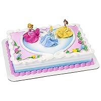 DecoSet® Disney Princess Once Upon a Moment Cake Topper, 3-Pc Decorations Set with Aurora, Belle, and Cinderella Collectible Figure for Hours of Fun After the Party