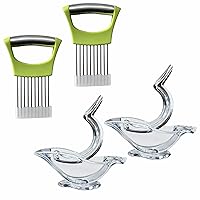 2 Pcs Green Onion Slicer,Tomato Egg Potato Chip Slicer,Slicing Tool,Vegetable Slicer Dicer and 2 Pcs Hand Juicer Lemon Squeezer,Portable Transparent Acrylic Bird Lemon Juicer