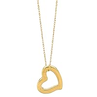 Jewelry Affairs 14k Gold Heart Shaped Tube Pendant Necklace, 18