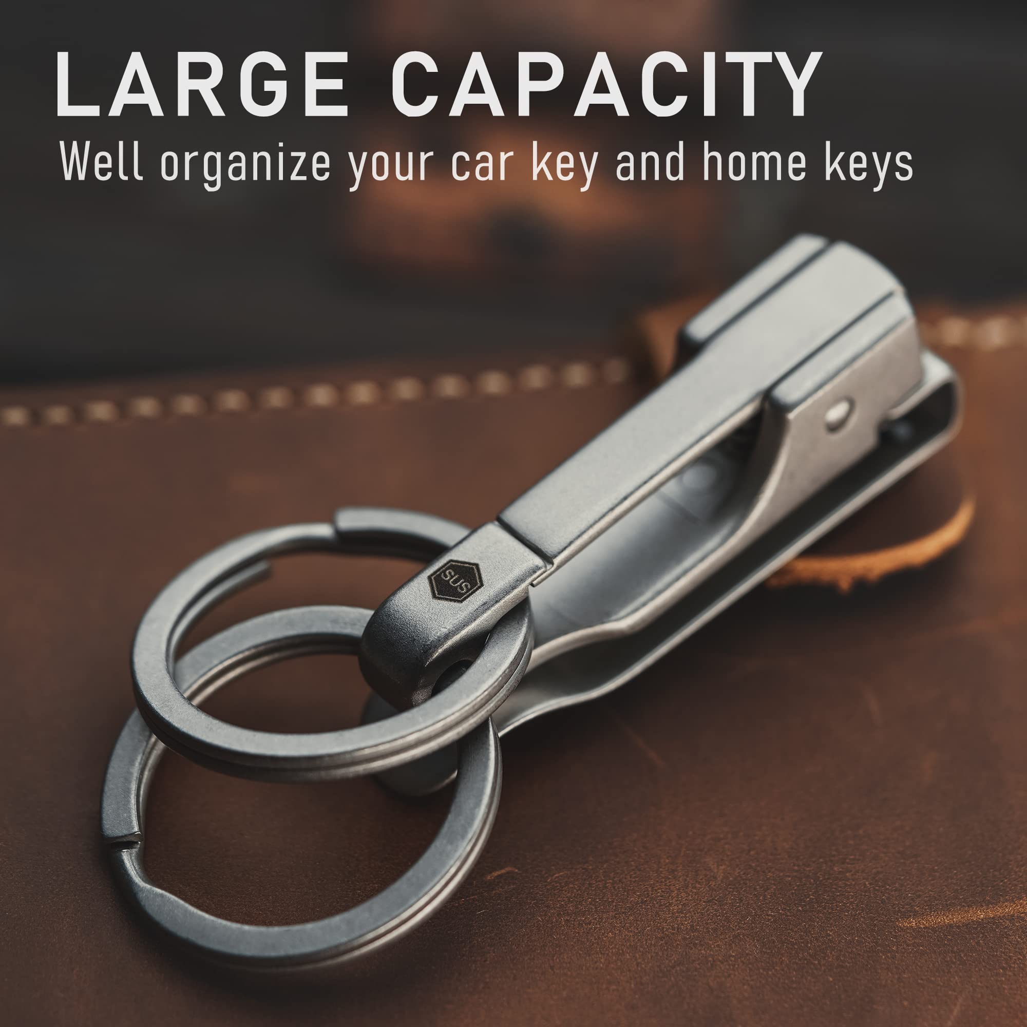 1-Pack]Stainless Steel Keyring Security Belt Clip Key Chain,Used in Sports  Pants, Clothes Pockets,Belt,Simple, Elegant, Durable Multi-Ring Key Holder  - Useful Keychain (1) at Amazon Men's Clothing store