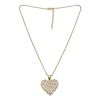 MOONEYE 12.00 CTW Natural Diamond Polki Full Heart Necklace 925 Sterling Silver 14K Gold Plated Everyday Slice Diamond Jewelry