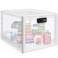 Medicine Lock Box for Safe Medication Storage, Large Refrigerator Lockable Storage Box for Kitchen Food Safe, Phone Jail iPad Tablet Lock Box for Kids Home/Office (Clear)