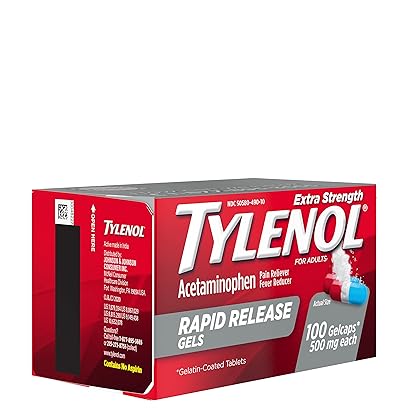 Tylenol Extra Strength Acetaminophen Rapid Release Gels, Pain Reliever & Fever Reducer, 100 ct