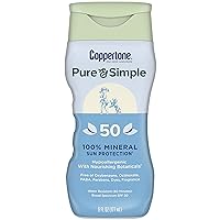 Pure and Simple Zinc Oxide Mineral Sunscreen Lotion SPF 50, Body Sunscreen, Water Resistant, Broad Spectrum SPF 50 Sunscreen for Sensitive Skin, 6 Fl Oz Bottle