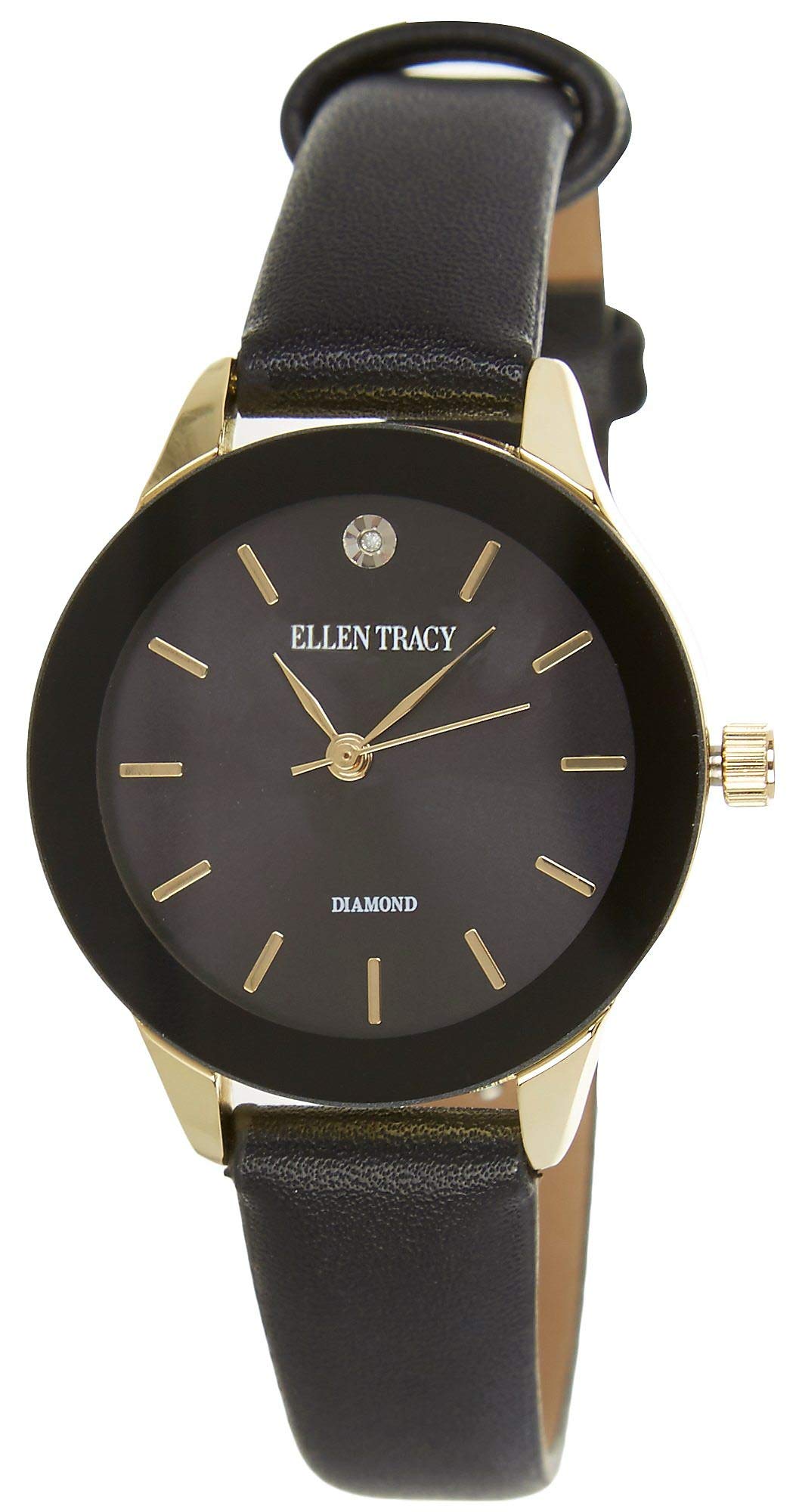 Ellen Tracy Womens Watch Two-Tone Diamond Accent (Gold)