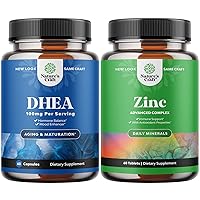 Bundle of Pure DHEA and Pure Zinc Supplement - DHEA Thyroid Support for Women Health Immune Support Bone Health and Mood Support - Zinc Immune System Booster for Mood Boost Heart Health