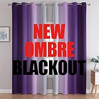 G2000 Blackout Curtains & Drapes for Bedroom Living Room 84 Inches Long Purple and Greyish White Room Darkening Window Treatments Ombre Thermal Insulated Light Blocking Grommet Backdrop 2 Panels Set