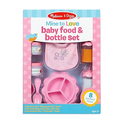 Melissa & Doug Mine to Love Time to Eat Doll Accessories Feeding Set (8 pcs) , Pink