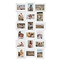 Collage Picture Frames for Wall Decor, 18-Opening Reunion Family Friends Picture Frame Set, Photo Frames Collage for Living Room Bedroom, Gallery Puzzle Collage Wall Hanging for 4x6, White