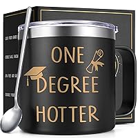 Lifecapido Graduation Gifts, One Degree Hotter 14oz Stainless Steel Coffee Mug with Handle, College Masters Degree Phd Graduation Gifts High School Graduation Gifts Christmas Gifts for Her Him (Black)