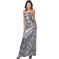 Women's Strapless Dazzling Leopard Evening Dress