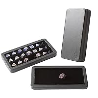 Forged Dice Co. Reliquary Standard Divided Dice Case with Dice Tray for Polyhedral Dice Sets - 21 Felt-Lined Chambers - Magnetic Lid Closure - Metal Dice Storage Box - Black