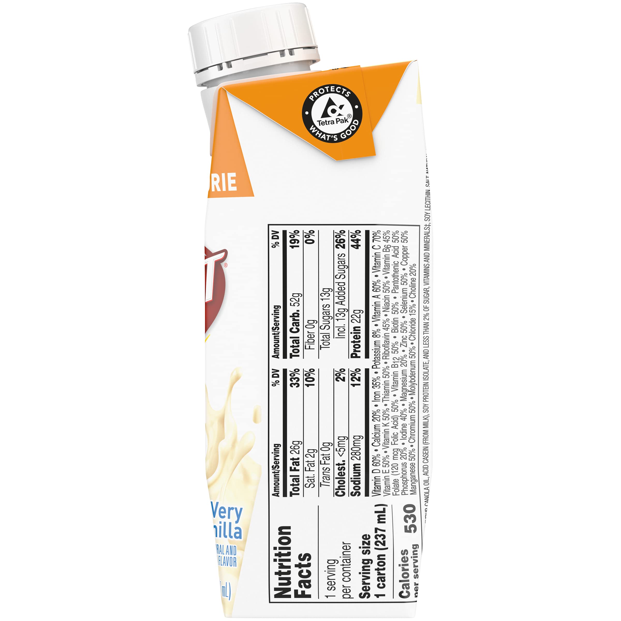 BOOST Very High Calorie Vanilla Nutritional Drink - 22g Protein, 530 Nutrient-Rich Calories, 8 FL OZ (Pack of 24)