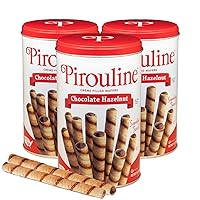 Pirouline Rolled Wafers - Chocolate Hazelnut Rolled Wafer Sticks - Original Signature Swirl Rolled Wafer Cookies - 14 oz 3 Pack