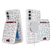 Ｈａｖａｙａ for Galaxy S21 FE 5g case Wallet magsafe Compatible Samsung Galaxy S21 FE 5g case Magnetic with Card Holder S21 FE Leather Phone case Wallet Magnetic Detachable-White Leopard Print