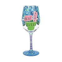 Designs by Lolita Best Aunt Ever Hand-Painted Artisan Wine Glass, 15 Ounce, Multicolor