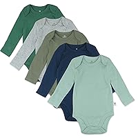 HonestBaby baby-boys 5-pack Long Sleeve Bodysuits One-piece 100% Organic Cotton for Infant Baby Boys, Unisex