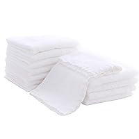 12 Pack Baby Washcloths - Extra Absorbent and Soft Wash Clothes for Newborns, Infants and Toddlers (White)