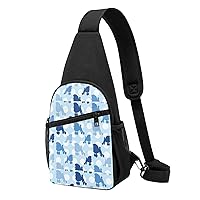 BREAUX Blue Polynesian Maori Tribal Pattern Casual Crossbody Chest Bag, Lightweight Shoulder Backpack, Outdoor Backpacks