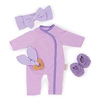 LullaBaby – 14-inch Baby Doll Clothes – Purple Pajama Onesie – Headband, Teether & Slippers Accessories – Imaginative Play – Toys For Kids Ages 2 & Up – Baby Doll Pajama Outfit