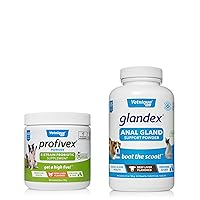 Vetnique Labs Glandex for Dogs 5.5oz Beef Anal Gland Powder Supplement & Profivex Probiotics for Dogs 4.25oz Pork Powder