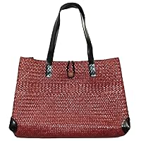 Women's Red Straw Handle - Top Handbag