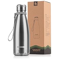 koodee Small Water Bottle 12 oz Stainless Steel Vacuum Insulated Metal Leakfroof Water Bottles for kids (Silver)