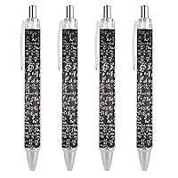 Math's Chemistry Physics Equations and Formulas Retractable Ballpoint Pen Blue Ink Ball Point Pens Work Pen for Men Women 4 PCS